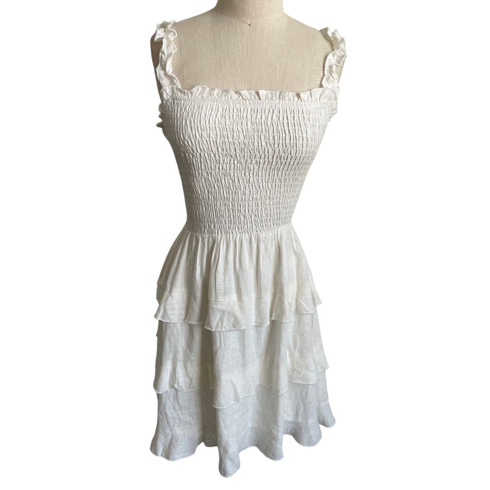 White Ruffle Tie-Back Sundress - Picture 2 of 10